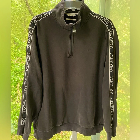 Calvin Klein XL men’s 1/4 zip black jersey. Soft touch lined fleece mock neck. - Picture 1 of 8
